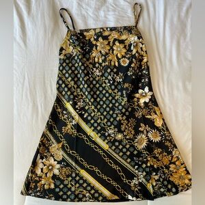 PrincessPolly Black Lucci Mini Dress with Floral Pattern